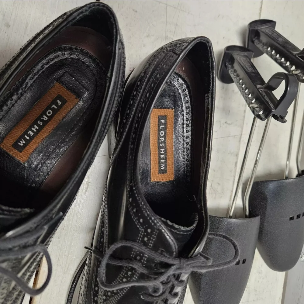 FLORSHEIM 17066-01 Lexington Wingtip Oxford Black Leather Dress Shoe Mens 11.5